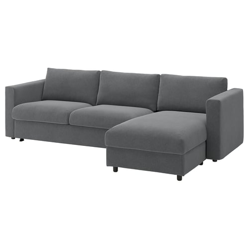 VIMLE Divano letto 3 posti/chaise-longue, Johanneshov grigio scuro