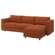 VIMLE Divano letto 3 posti/chaise-longue, Mosshed rossiccio