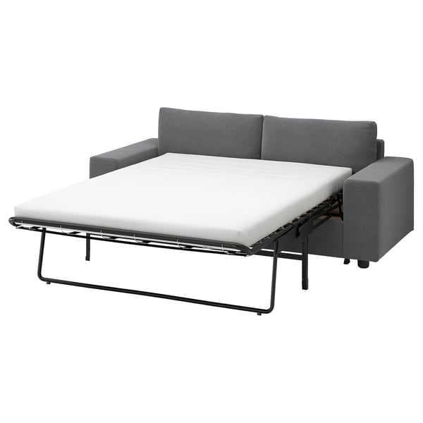 VIMLE Divano letto a 2 posti, con braccioli larghi/Johanneshov grigio scuro