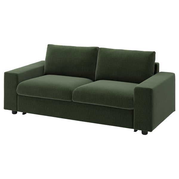 VIMLE Divano letto a 2 posti, con braccioli larghi/Johanneshov verde scuro
