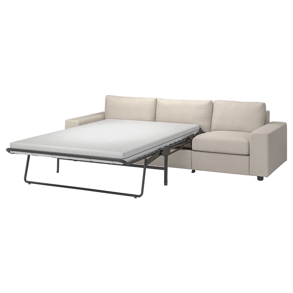 VIMLE Divano letto a 3 posti, con braccioli larghi/Gunnared beige