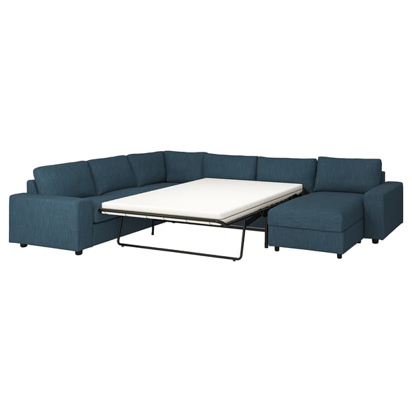 VIMLE Divano letto ang 5 posti/chaise-lon, con braccioli larghi/Hillared blu scuro
