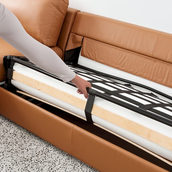 VIMLE Divano letto ang 5 posti/chaise-lon, Grann/Bomstad ocra bruna
