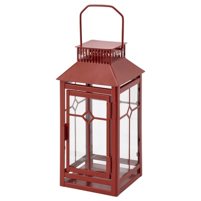 VINTERFINT Lanterna candelina, interno/esterno, rosso, 22 cm