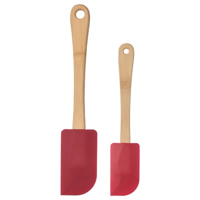 VINTERFINT Set di 2 spatole, bambù/silicone rosso