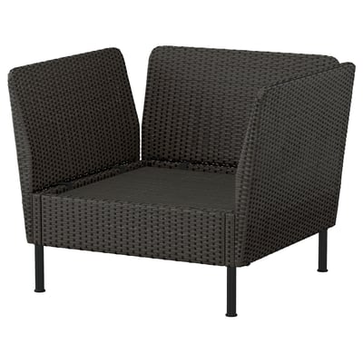 VITTSKÄR Poltrona relax modulare, plastica effetto rattan grigio scuro