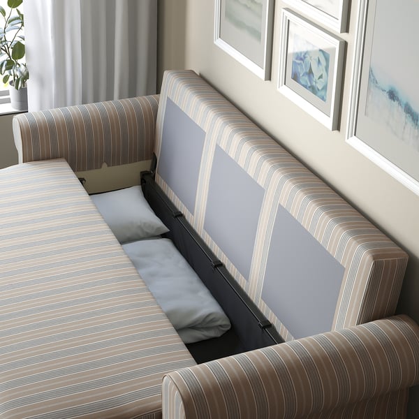 VRETSTORP Divano letto a 3 posti, Karlshov grigio-beige