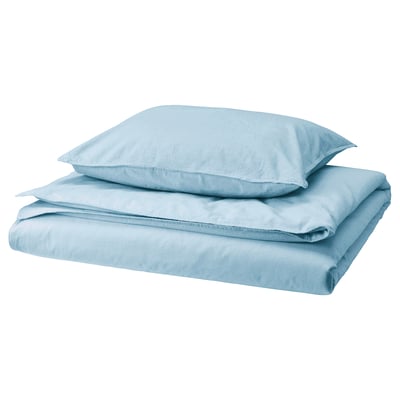 ÄNGSLILJA Funda plumón con funda almohada, turquesa claro, 150x200/50x60 cm