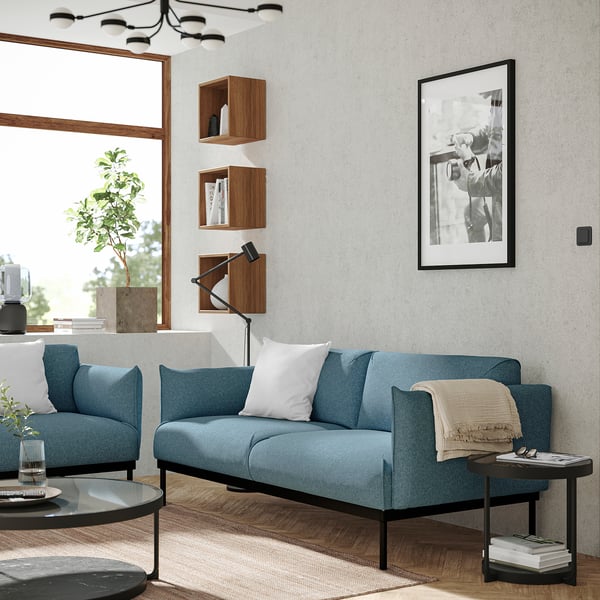 ÄPPLARYD Sofá 2 cuerpos, Gunnared azul costeño