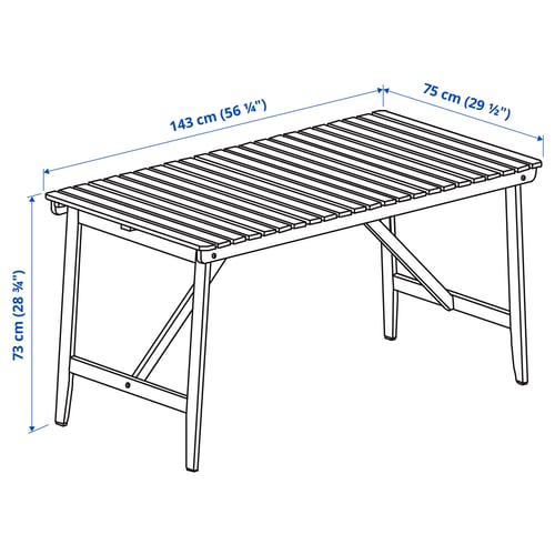 ASKHOLMEN Mesa para terraza, café oscuro, 143x75 cm