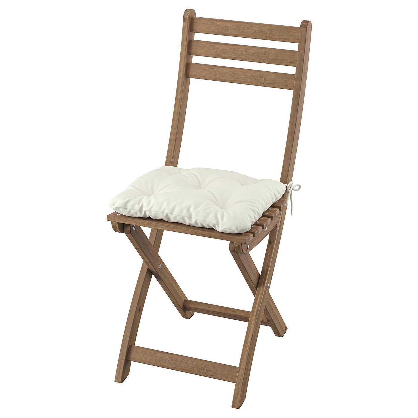 ASKHOLMEN Silla para terraza, plegable café oscuro/Kuddarna beige