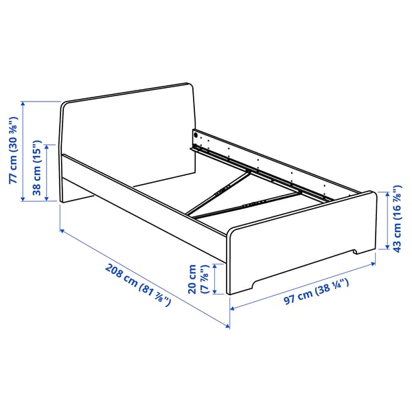 ASKVOLL Estructura de cama, blanco/Lönset, 90x200 cm