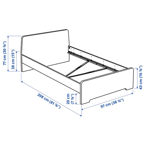 ASKVOLL Estructura de cama, blanco/Lönset, 90x200 cm