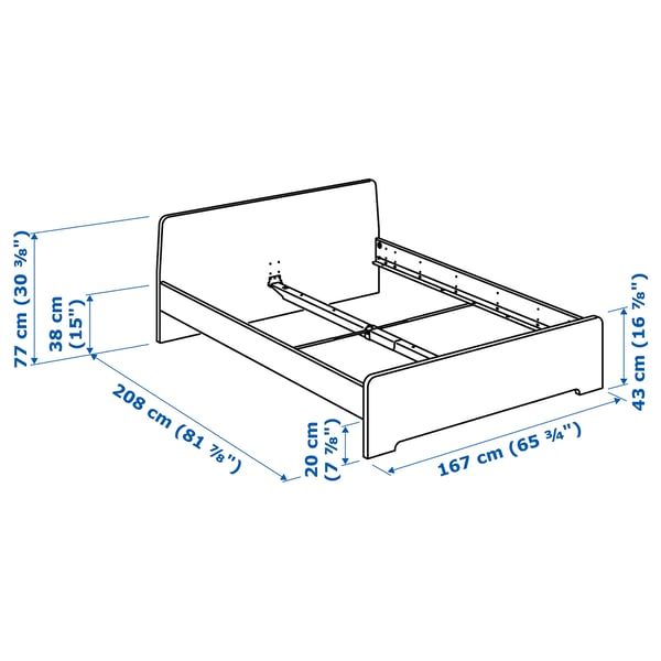 ASKVOLL Estructura de cama, blanco/Luröy, 160x200 cm