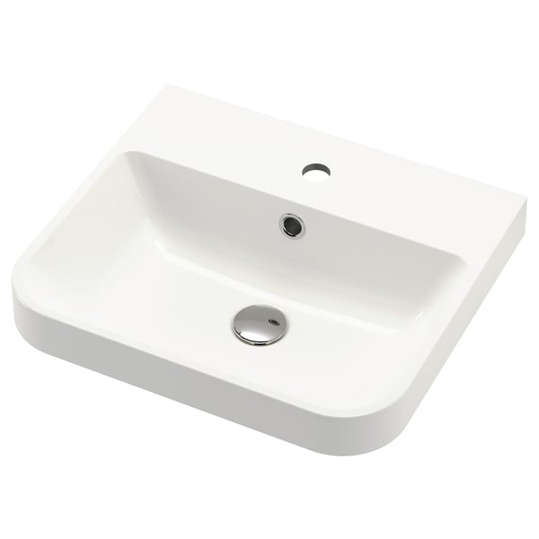 BACKSJÖN Lavamanos semiempotrado, blanco, 50x43 cm