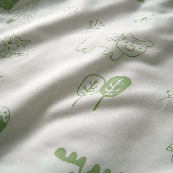 BARNDRÖM Funda plumón con funda almohada, blanco verde/bosque, 150x200/50x60 cm
