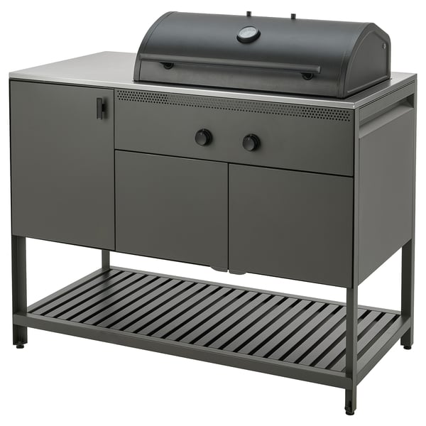 BÅTSKÄR Parrilla a carbón, ext/Gris oscuro, 120x60 cm