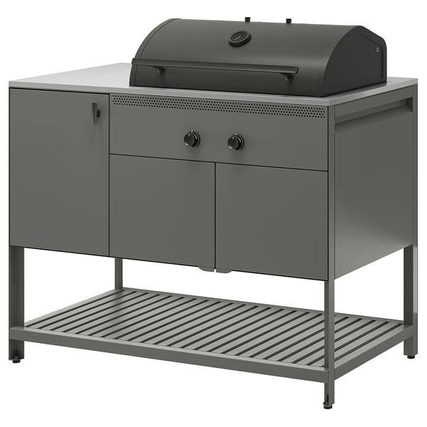 BÅTSKÄR Parrilla a carbón, ext/Gris oscuro, 120x60 cm