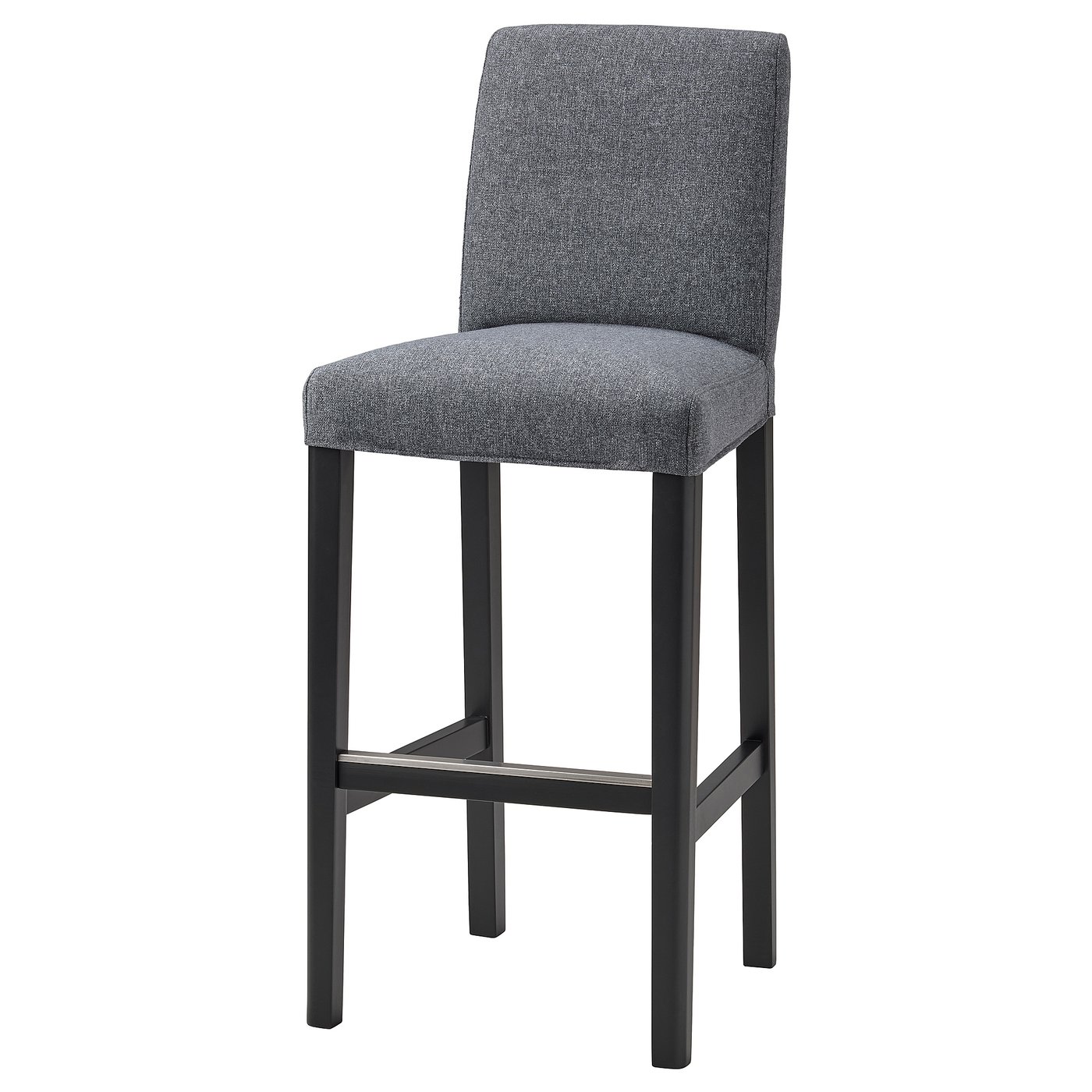 BERGMUND Silla bar, negro/Gunnared gris, 75 cm