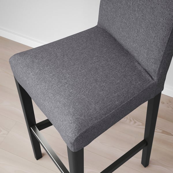 BERGMUND Silla bar, negro/Gunnared gris, 75 cm