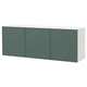 BESTÅ Buffet, blanco Krukmakare/gris oscuro-verde blanco de alto brillo, 180x42x65 cm