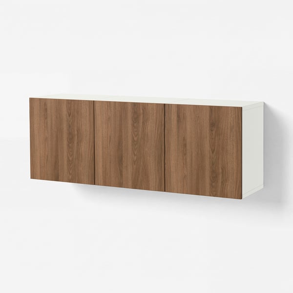 BESTÅ Buffet, blanco Lappviken/café efecto nogal, 180x42x64 cm