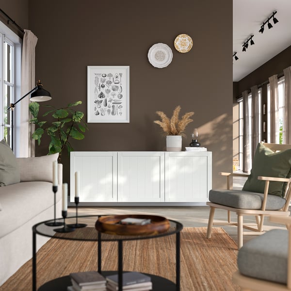 BESTÅ Buffet, blanco/Pipmakare blanco, 180x42x64 cm