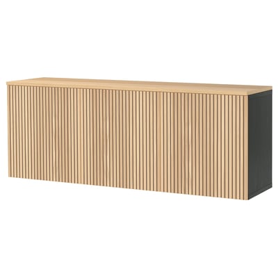 BESTÅ Buffet, negro/Björköviken chapa roble, 180x42x66 cm