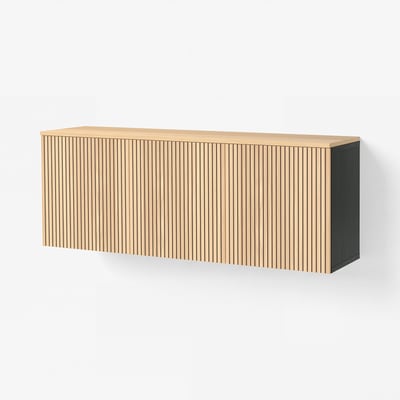BESTÅ Buffet, negro/Björköviken chapa roble, 180x42x66 cm