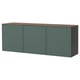 BESTÅ Buffet, negro Krukmakare/gris oscuro-verde efecto nogal, 180x42x65 cm