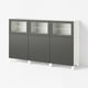 BESTÅ Gabinete, blanco Lappviken/Sindvik Gris oscuro, 180x42x112 cm