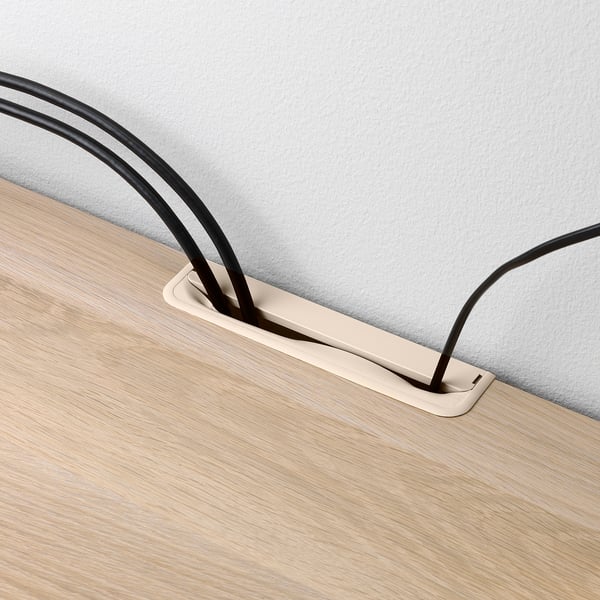 BESTÅ Rack de TV, efecto roble tinte blanco/Selsviken alto brillo/blanco, 180x42x38 cm