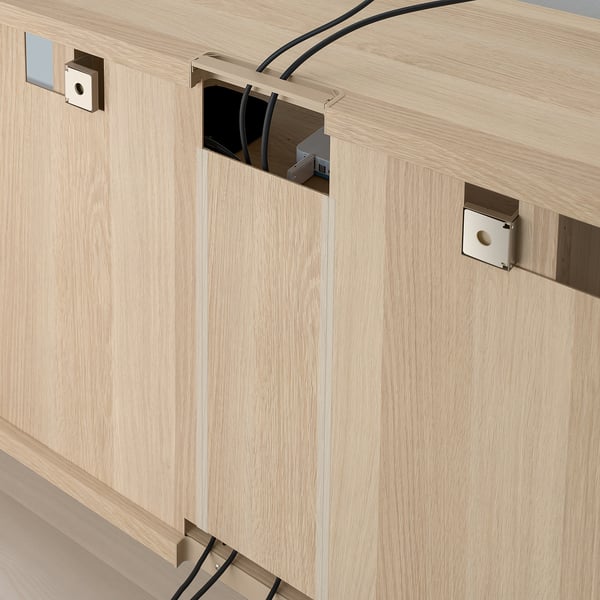 BESTÅ Rack de TV, efecto roble tinte blanco, 180x40x64 cm