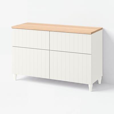 BESTÅ Vitrina, blanco/Sutterviken/Kabbarp blanco, 120x42x76 cm