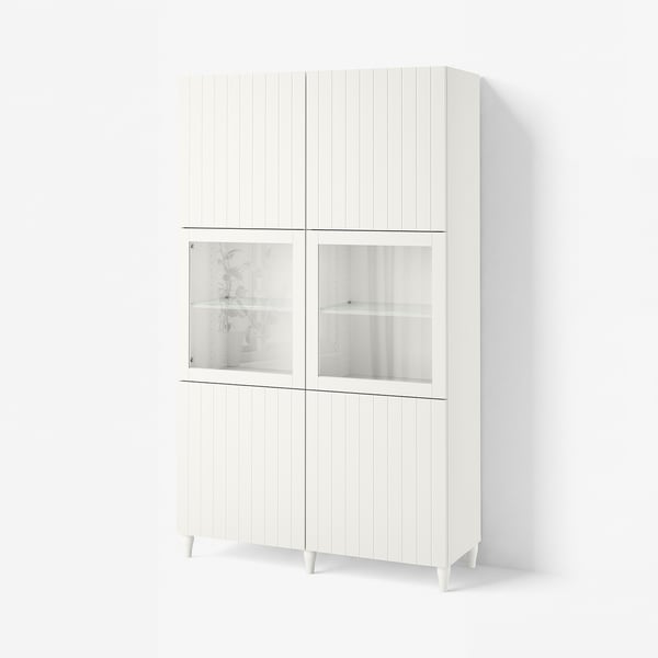 BESTÅ Vitrina, blanco Sutterviken/Sindvik vidrio transparente blanco, 120x42x202 cm
