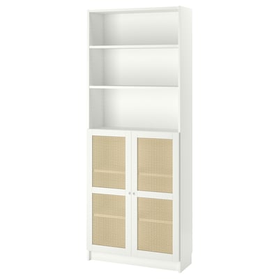 BILLY / HÖGADAL Estante con puertas, blanco, 80x30x202 cm