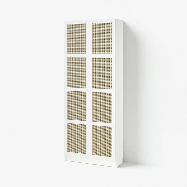BILLY / HÖGADAL Estante con puertas, blanco, 80x30x202 cm