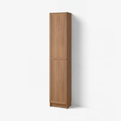 BILLY / OXBERG Estante con puertas, café efecto nogal, 40x30x202 cm