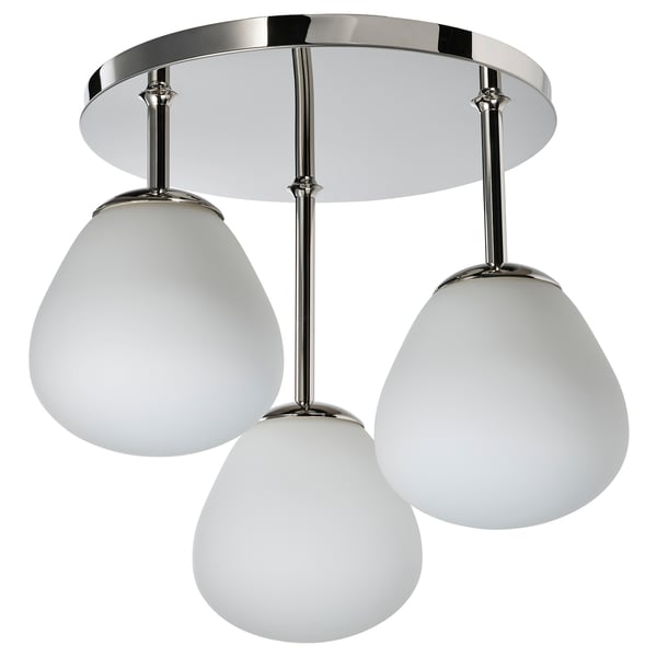 DEJSA Lámpara de techo, 3 luces, cromado/blanco vidrio