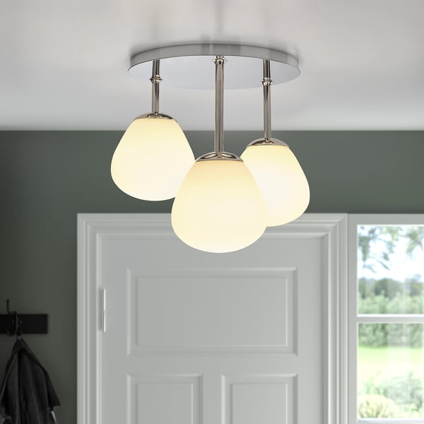 DEJSA Lámpara de techo, 3 luces, cromado/blanco vidrio