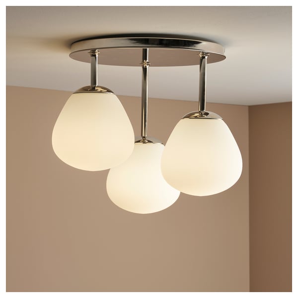 DEJSA Lámpara de techo, 3 luces, cromado/blanco vidrio