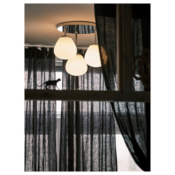 DEJSA Lámpara de techo, 3 luces, cromado/blanco vidrio