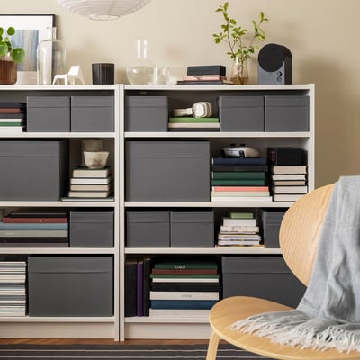 DRÖNA Caja, Gris oscuro, 25x35x25 cm