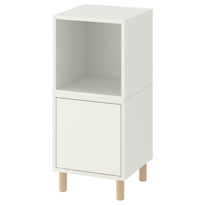 EKET Combinación almacenaje con patas, blanco/madera, 35x35x80 cm