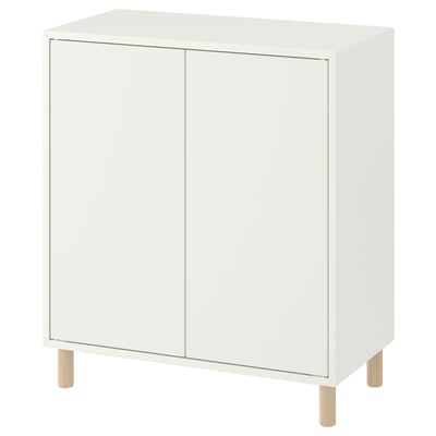 EKET Combinación almacenaje con patas, blanco/madera, 70x35x80 cm