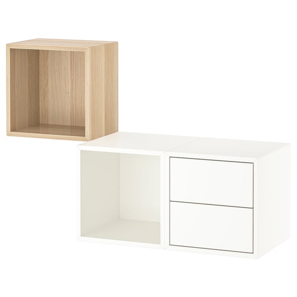 EKET Combinación mueble de almacenaje, efecto roble tinte blanco/blanco, 105x35x70 cm