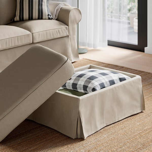 EKTORP Apoyapiés con almacenaje, Naggen beige