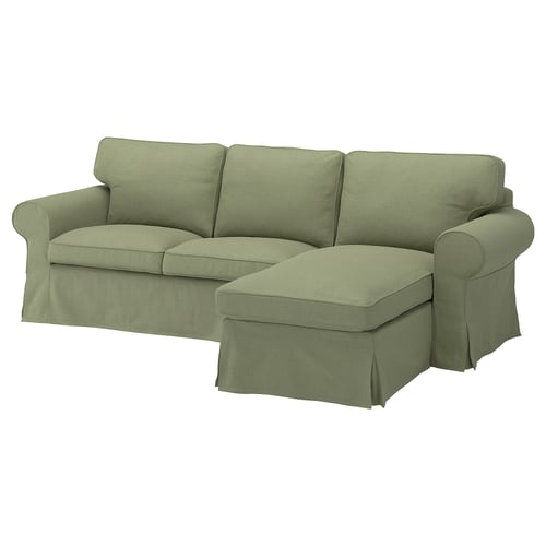 EKTORP Funda sofá 3 cuerpos chaiselounge, Naggen menta grisáceo