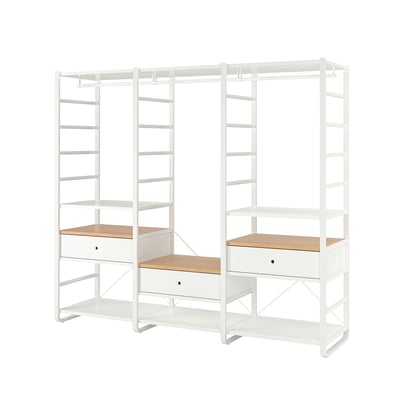 ELVARLI Combinación clóset, blanco/bambú, 245x55x216 cm