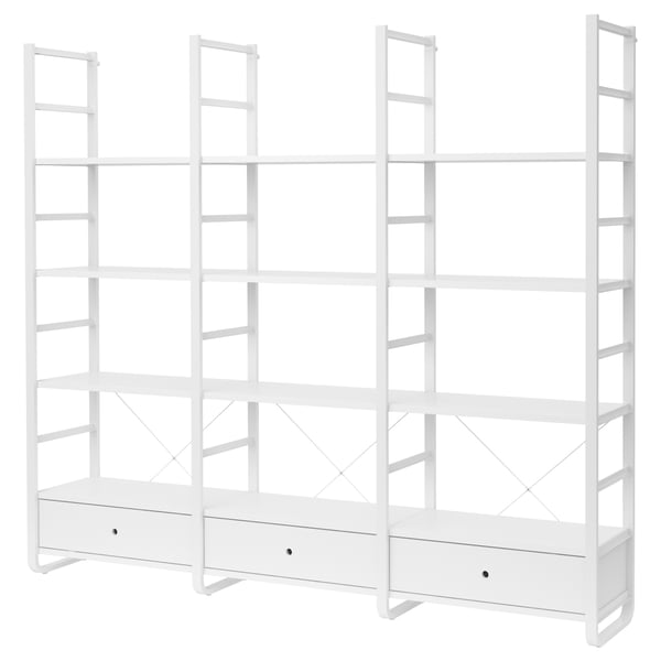 ELVARLI Combinación de almacenaje abierta, blanco, 245x40x216 cm